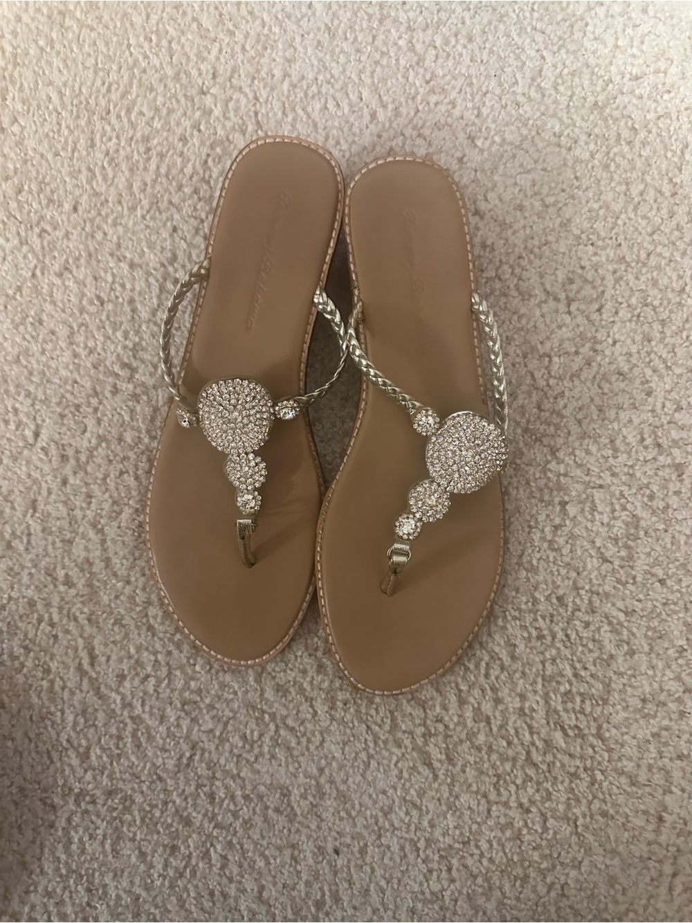 Tommy Bahama Gold Rhinestone T-strap Sandals - Women
